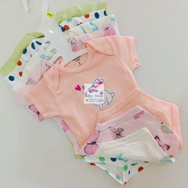 5-Pack Newborn Baby Girls Short-Sleeve Bodysuits - Image 4