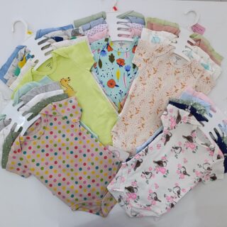 5-Pack Newborn Baby Girls Short-Sleeve Bodysuits