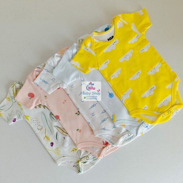 Multicolor Short Sleeve Cotton Baby Onesies (5 Pack) - Image 18