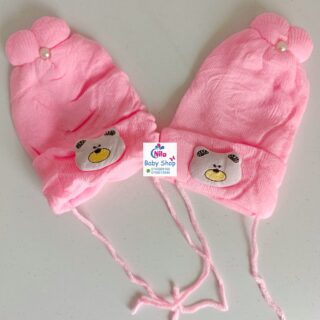 Trendy Comfortable Breathable Knitted Baby Caps (0-24m) - Pink