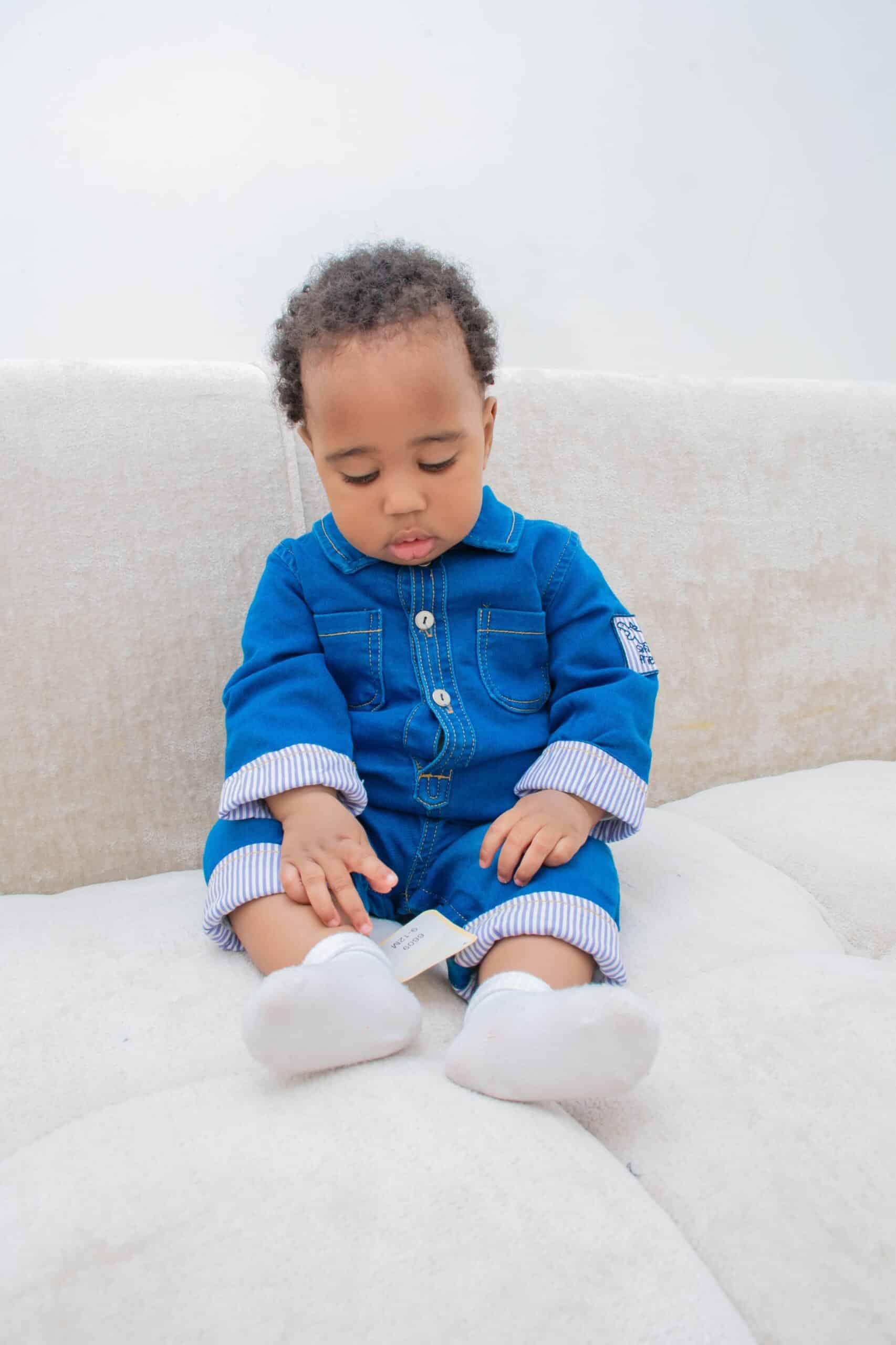 Children Denim Overalls Jumpsuit Cotton Lined Lightweight Denim Bow Romper - Image 5