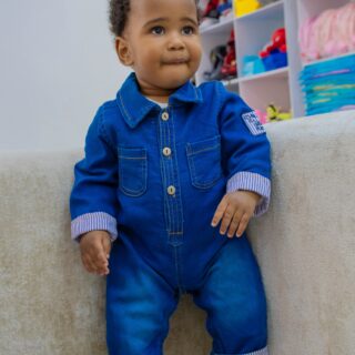 Children Denim Overalls Jumpsuit Cotton Lined Lightweight Denim Bow Romper