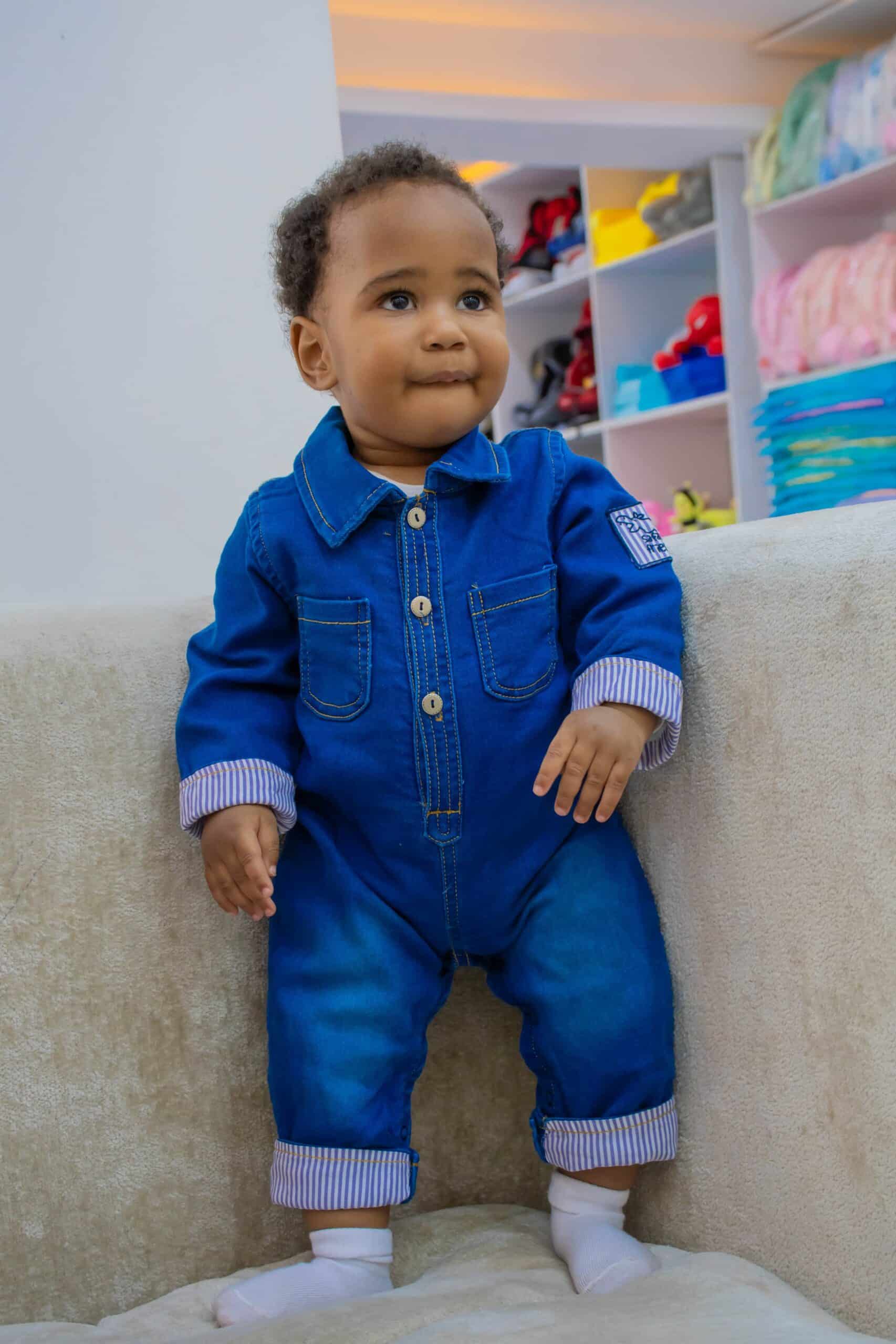 Children Denim Overalls Jumpsuit Cotton Lined Lightweight Denim Bow Romper