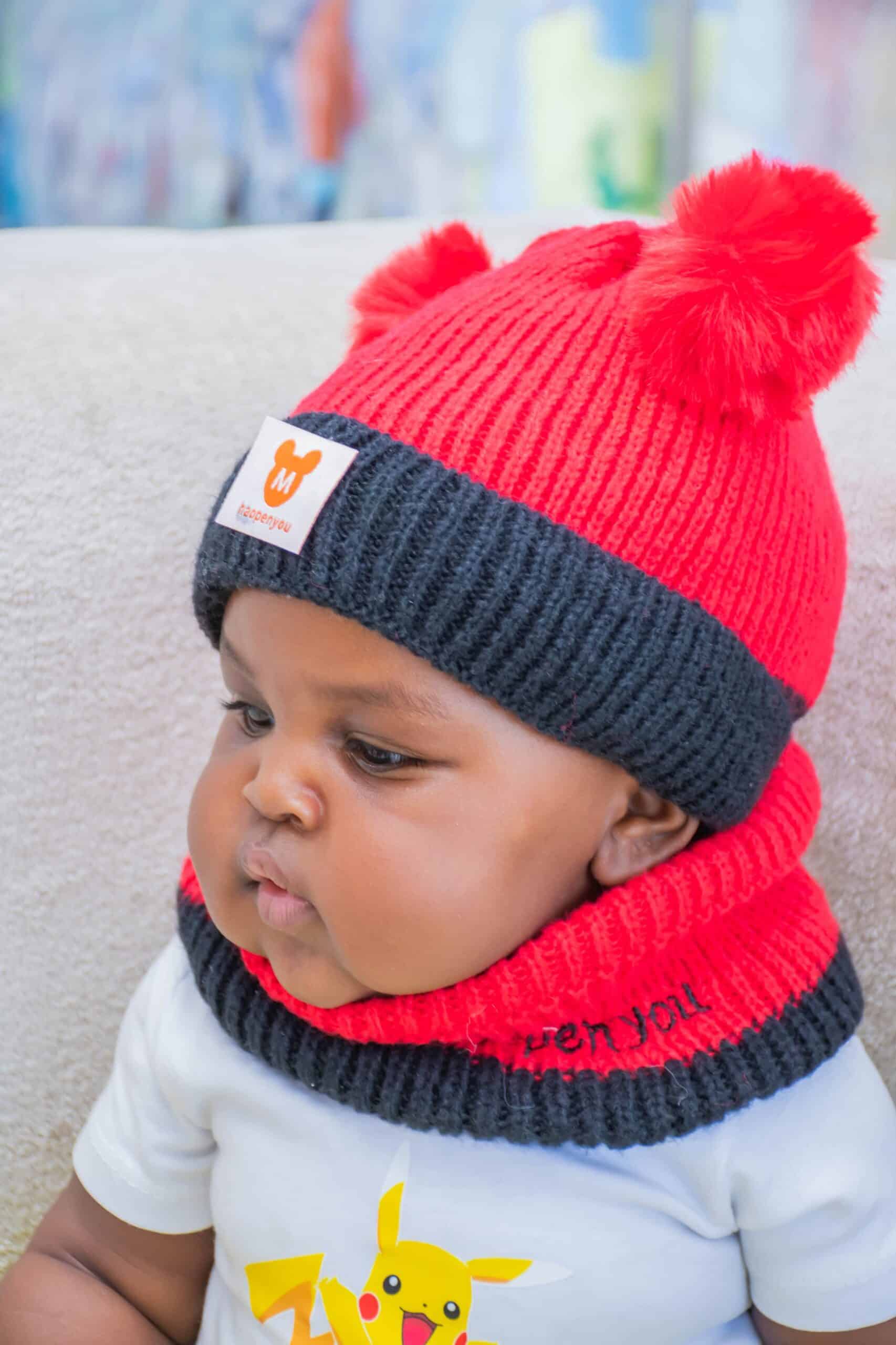 Kids Warm Fluffy Beanie Hat & Scarf Set