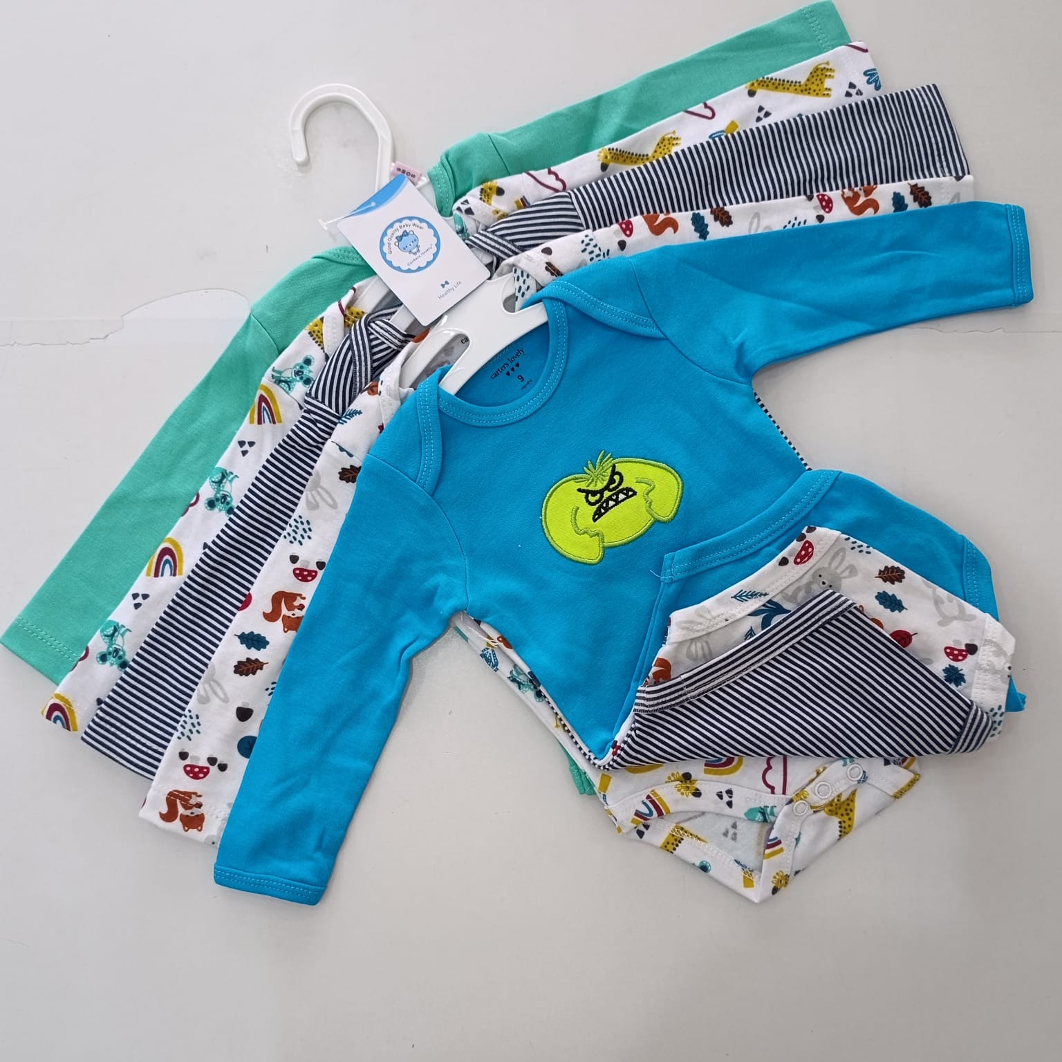 5 Pieces Set Of Long Sleeved Baby Boy Bodysuits / Onesies - Image 7