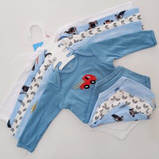 5 Pieces Set Of Long Sleeved Baby Boy Bodysuits / Onesies
