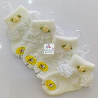 Baby Girls Lovely Lace Socks - Cream