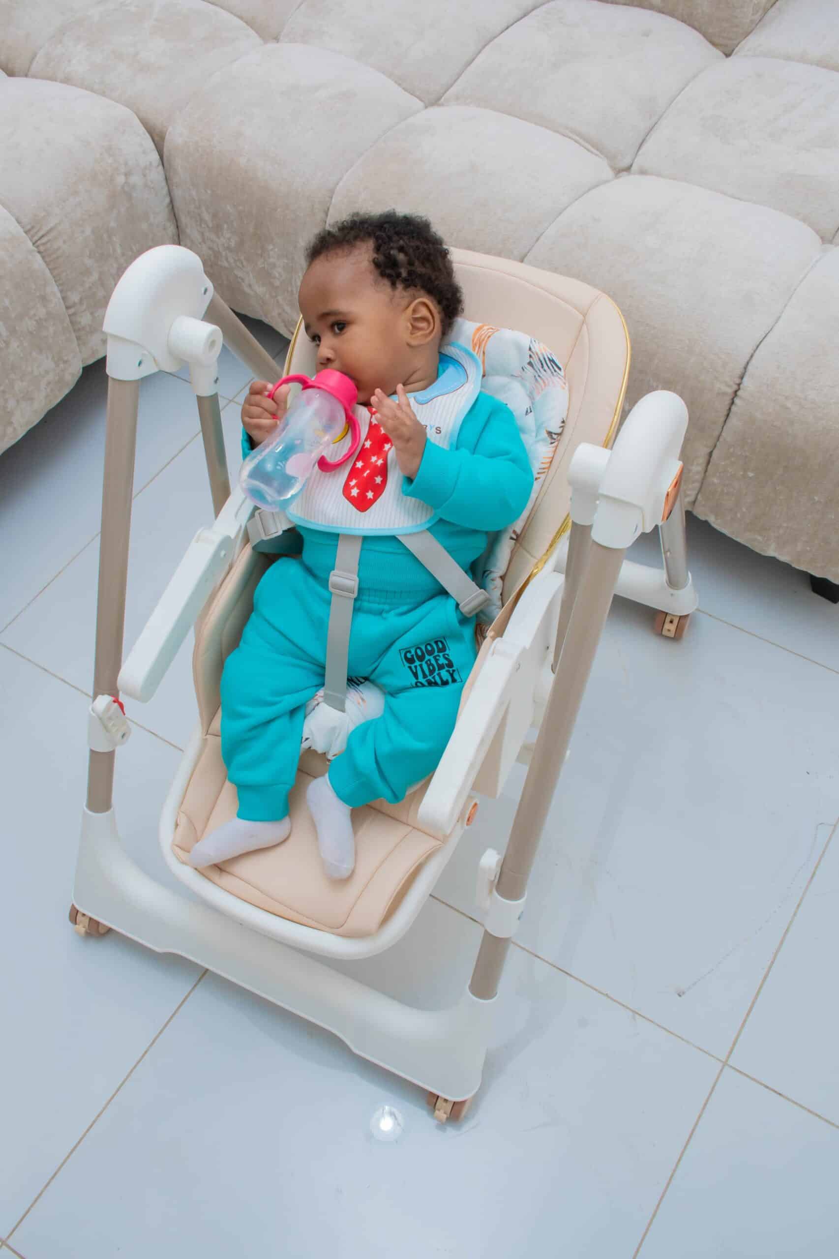 Multifunctional Compact Portable Home Dining Baby High Chair Adjustable Height Foldable Sitting And Reclining Double-Layer Dining Plate - Image 17