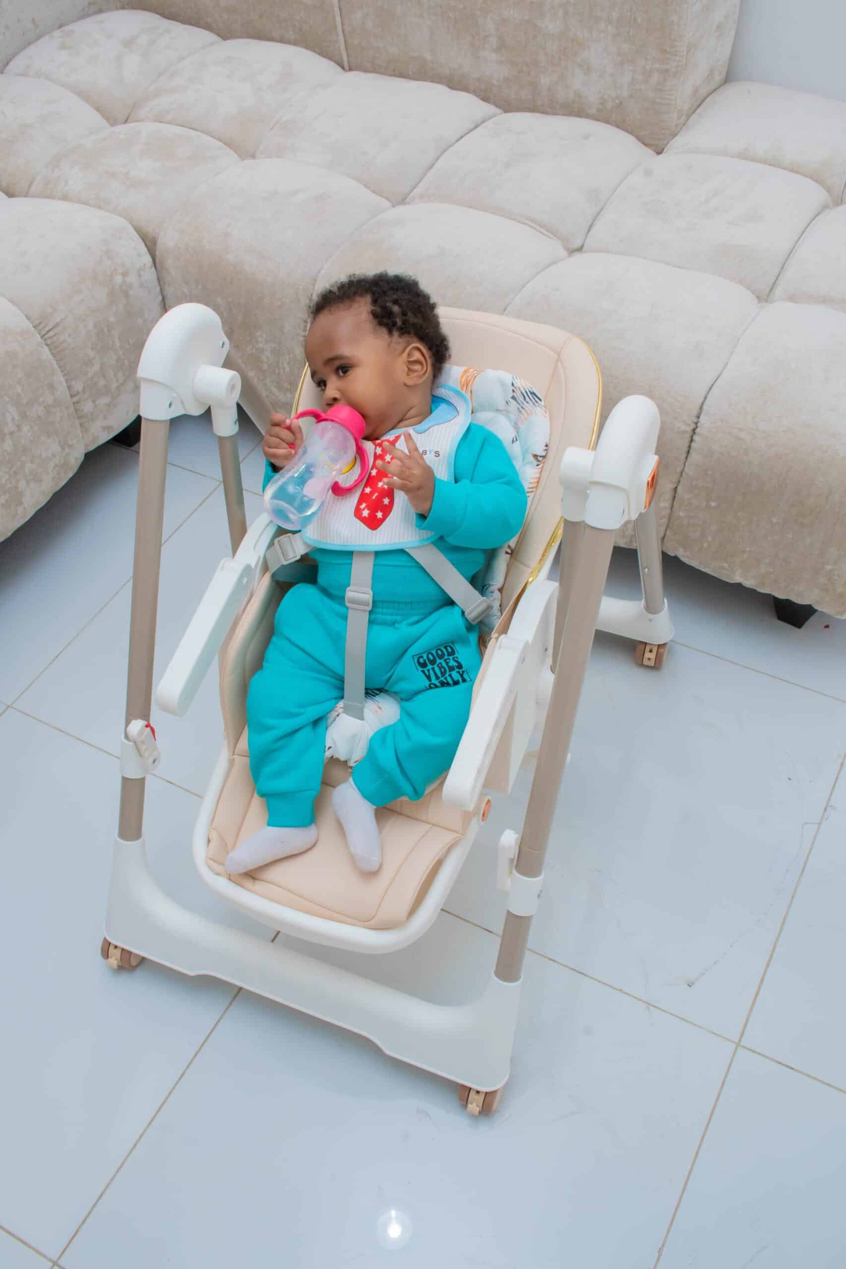 Multifunctional Compact Portable Home Dining Baby High Chair Adjustable Height Foldable Sitting And Reclining Double-Layer Dining Plate - Image 16