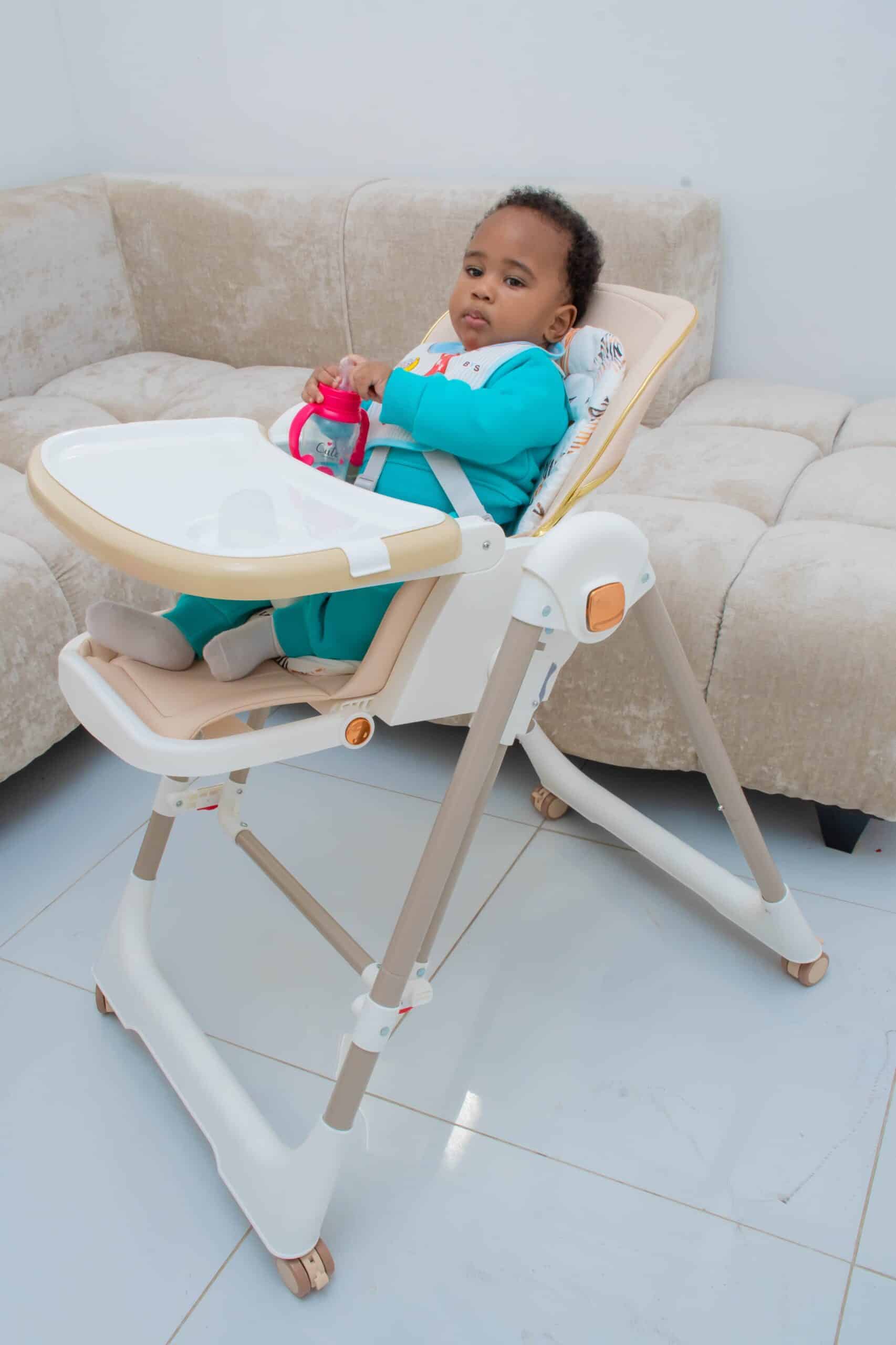 Multifunctional Compact Portable Home Dining Baby High Chair Adjustable Height Foldable Sitting And Reclining Double-Layer Dining Plate - Image 15
