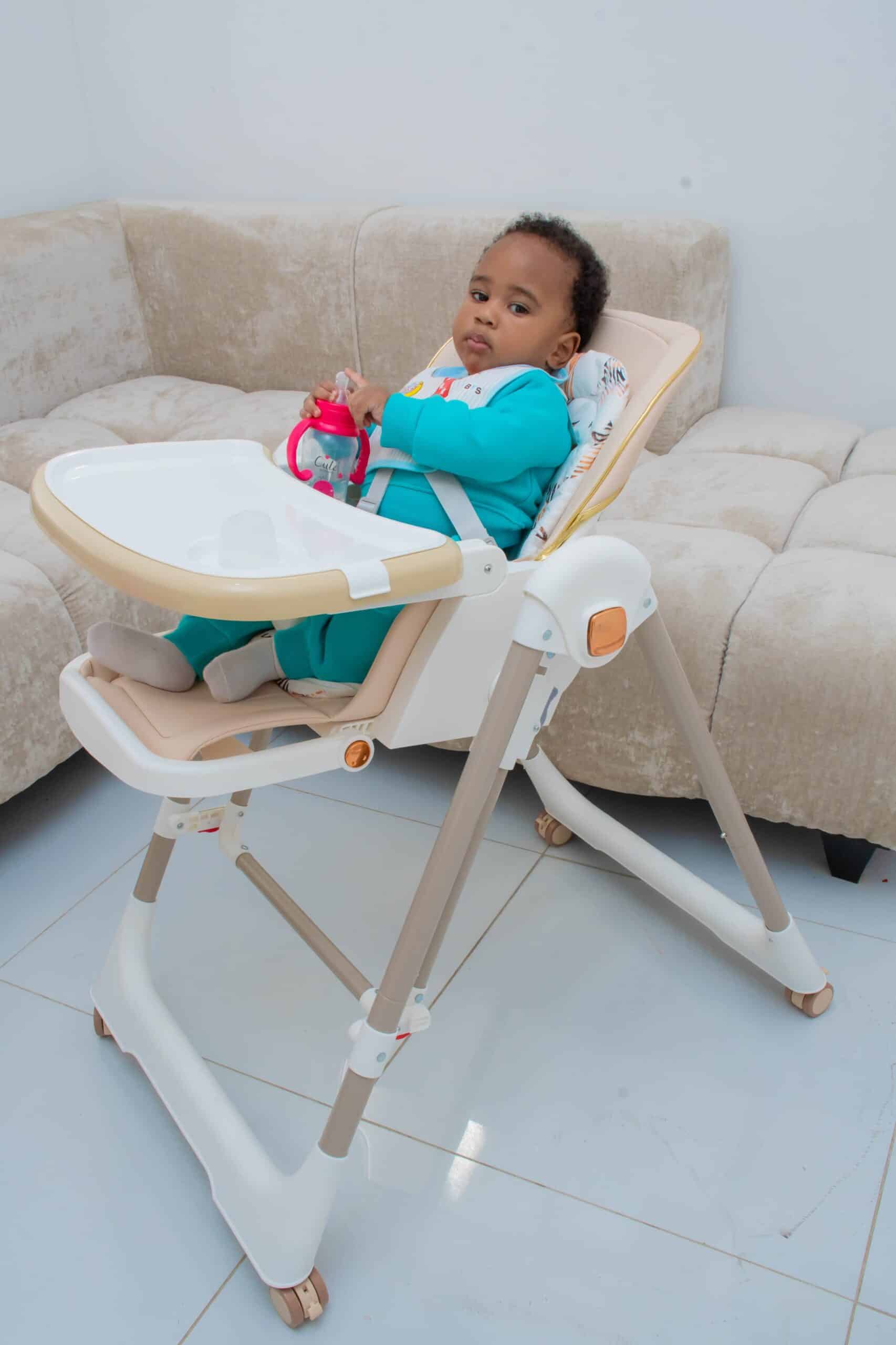 Multifunctional Compact Portable Home Dining Baby High Chair Adjustable Height Foldable Sitting And Reclining Double-Layer Dining Plate