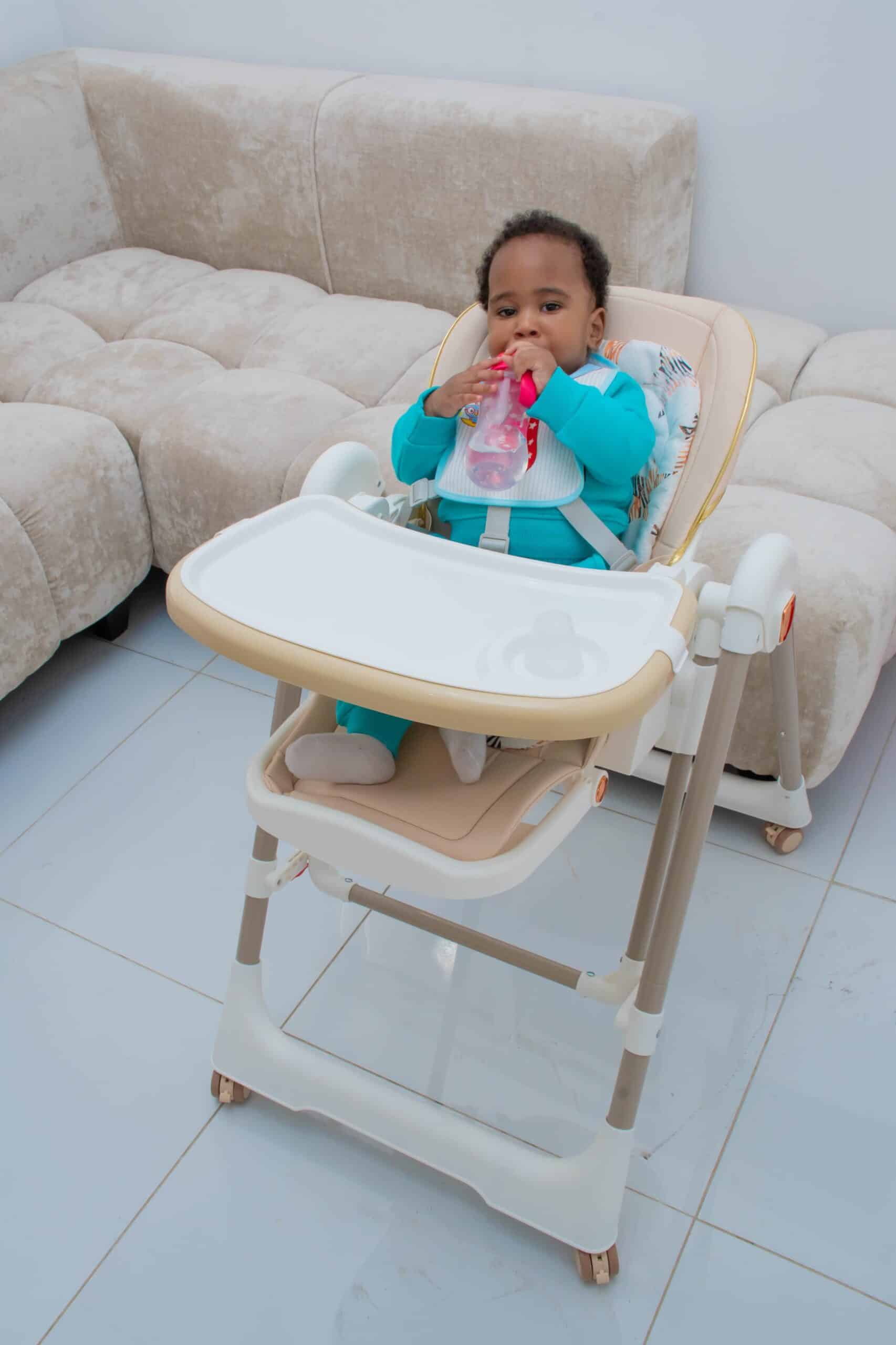 Multifunctional Compact Portable Home Dining Baby High Chair Adjustable Height Foldable Sitting And Reclining Double-Layer Dining Plate - Image 13