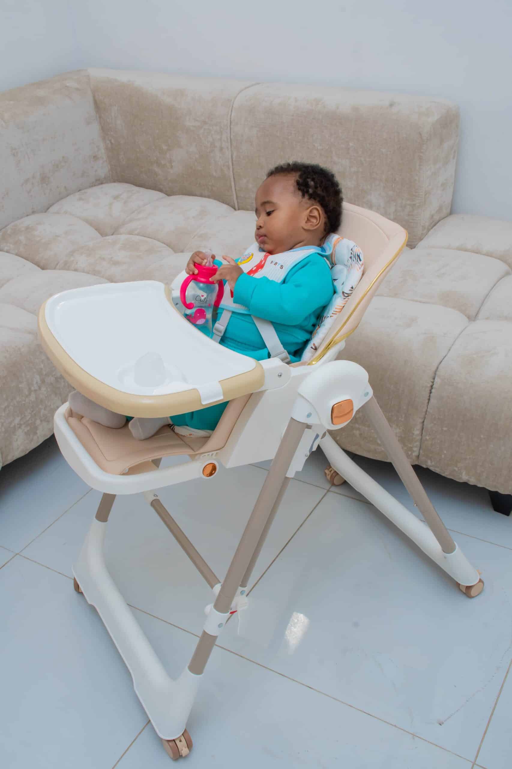 Multifunctional Compact Portable Home Dining Baby High Chair Adjustable Height Foldable Sitting And Reclining Double-Layer Dining Plate - Image 12