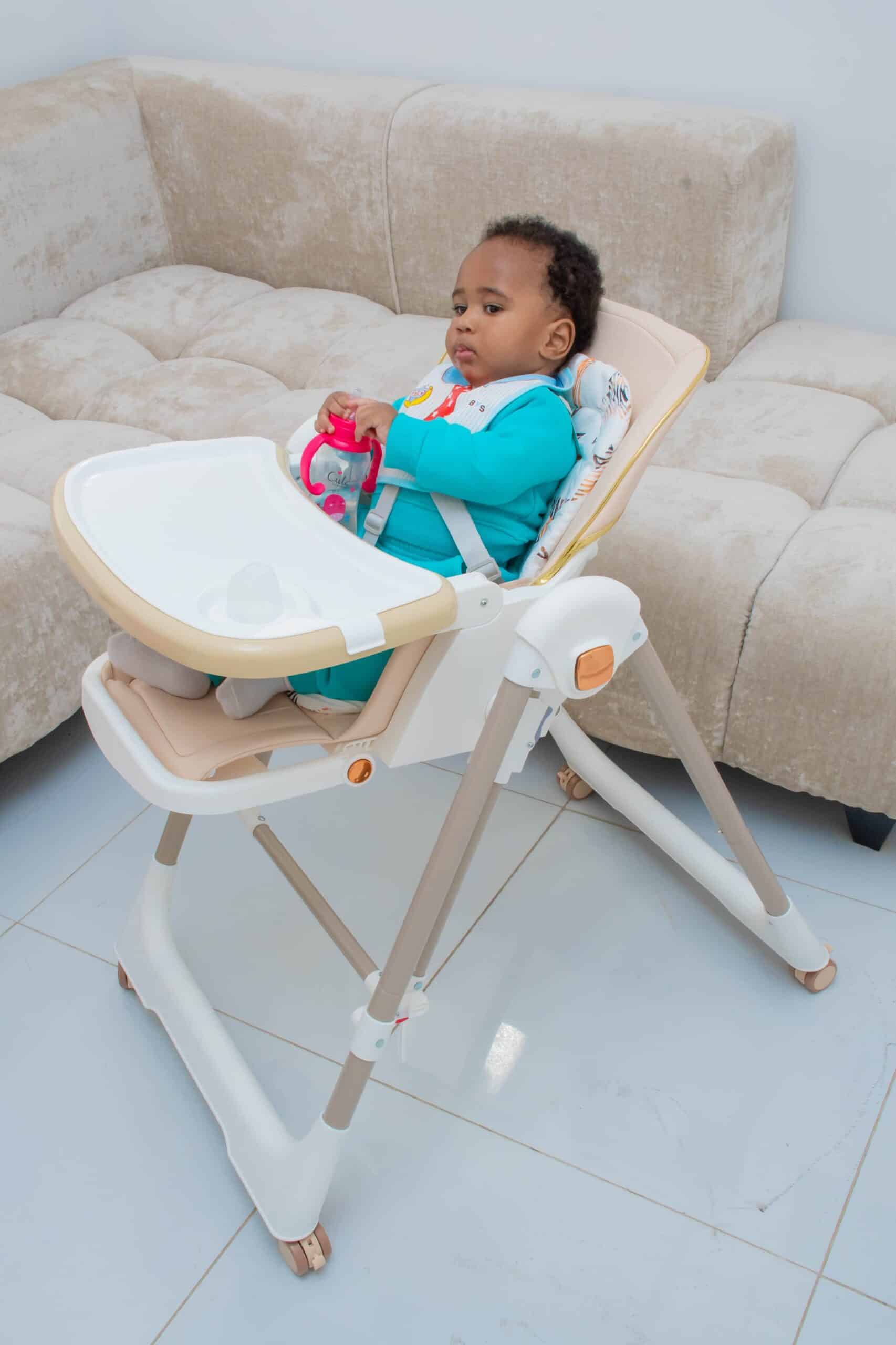 Multifunctional Compact Portable Home Dining Baby High Chair Adjustable Height Foldable Sitting And Reclining Double-Layer Dining Plate - Image 10