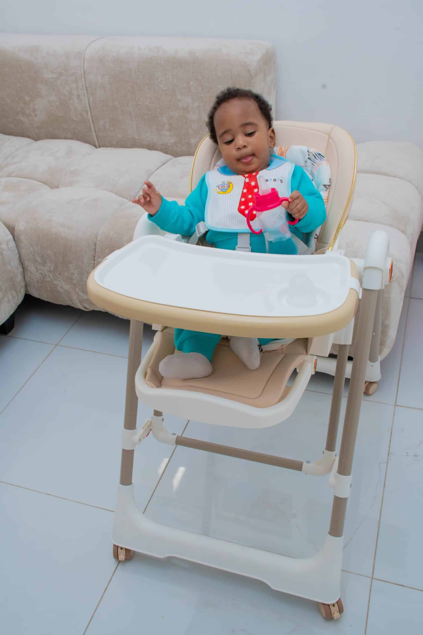 Multifunctional Compact Portable Home Dining Baby High Chair Adjustable Height Foldable Sitting And Reclining Double-Layer Dining Plate - Image 11