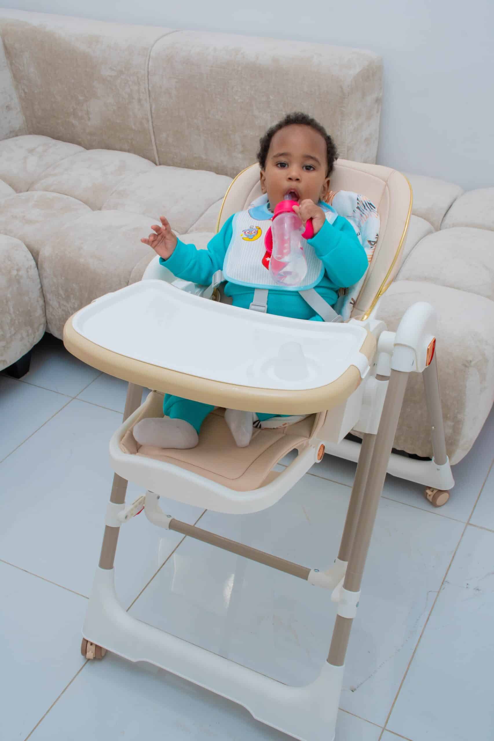 Multifunctional Compact Portable Home Dining Baby High Chair Adjustable Height Foldable Sitting And Reclining Double-Layer Dining Plate - Image 9