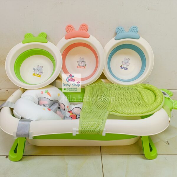 4PCS Smart Silicone Infant Bath Set – Real-Time Temperature Monitor, Non-Slip Folding Bathtub & Ergonomic Foot Basin - Image 2