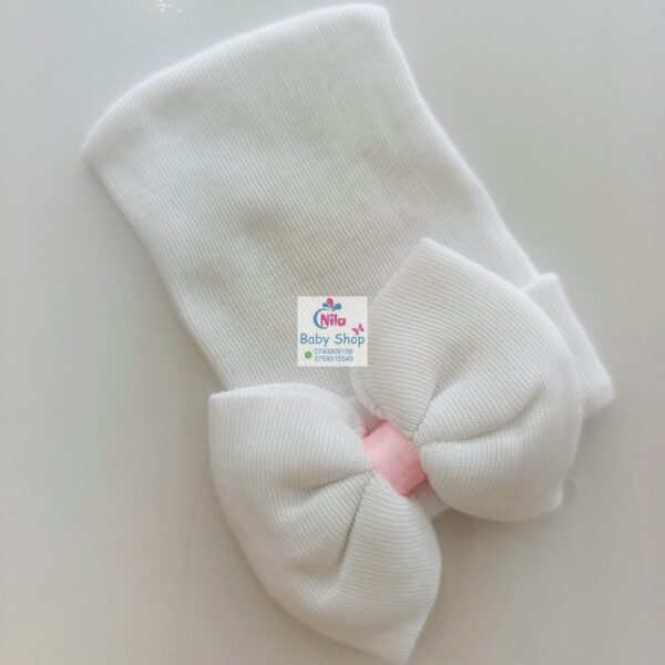 Soft Cute Knot Baby Hat With Bow - Image 4