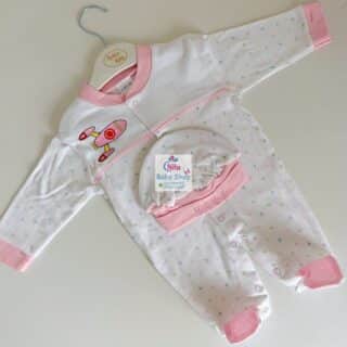 Newborn Baby 2PC Receiving Set Romper + Hat - Pink