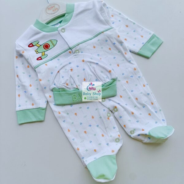 Newborn Baby 2PC Receiving Set Romper + Hat - Image 7