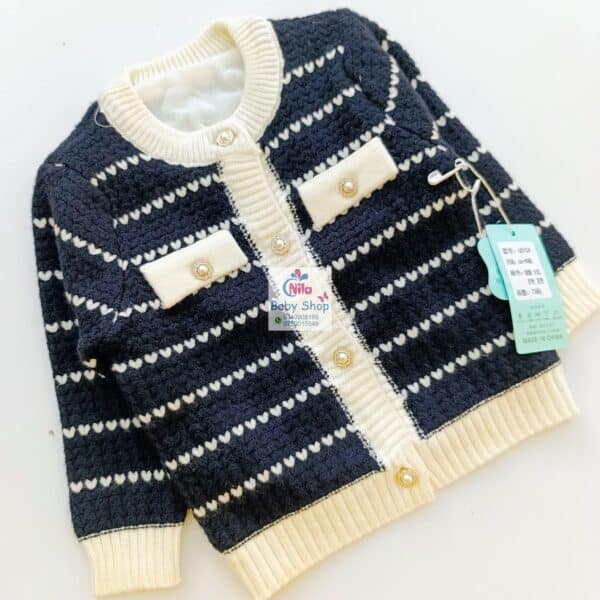 New Fashion Baby Knitted Sweater Cardigan Casual Striped Sweater - Image 2