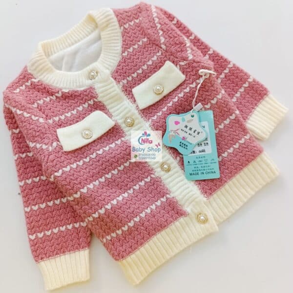 New Fashion Baby Knitted Sweater Cardigan Casual Striped Sweater - Image 3