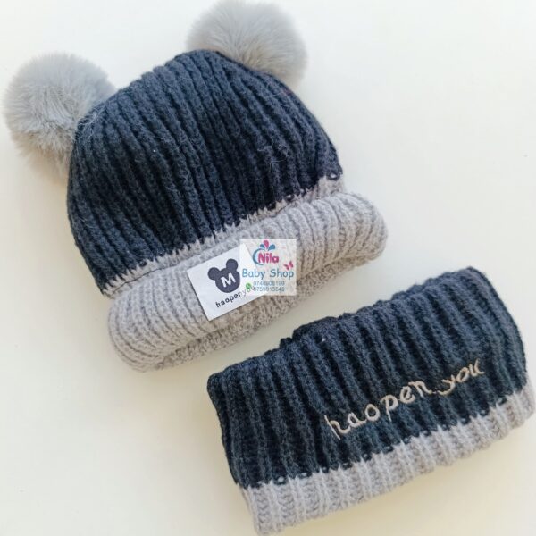 Kids Warm Fluffy Beanie Hat & Scarf Set - Image 3