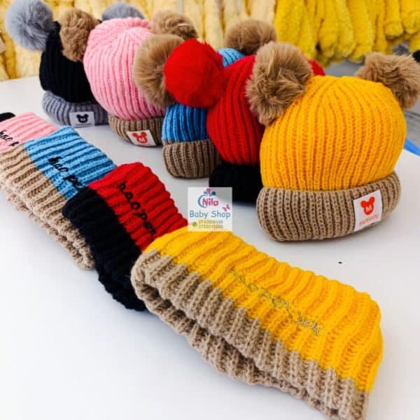 Kids Warm Fluffy Beanie Hat & Scarf Set - Image 7