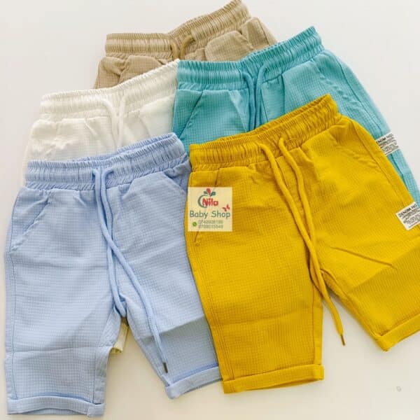 Boys Summer Outfits Casual Style 2 Piece Set Solid Waffle Knit Button Down Short Sleeve Shirt + Elastic Waist Shorts - Image 7