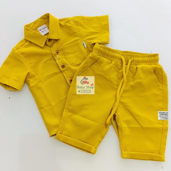 Boys Summer Outfits Casual Style 2 Piece Set Solid Waffle Knit Button Down Short Sleeve Shirt + Elastic Waist Shorts - Image 6