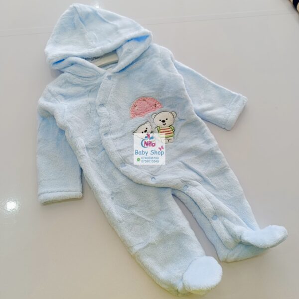 Cartoon Bear Print Mid-Warm Long-Sleeve Cotton Romper - Image 2