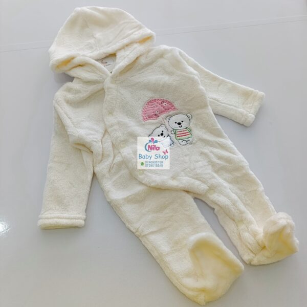 Cartoon Bear Print Mid-Warm Long-Sleeve Cotton Romper - Image 3