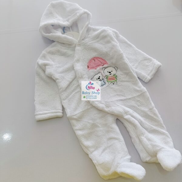 Cartoon Bear Print Mid-Warm Long-Sleeve Cotton Romper - Image 4