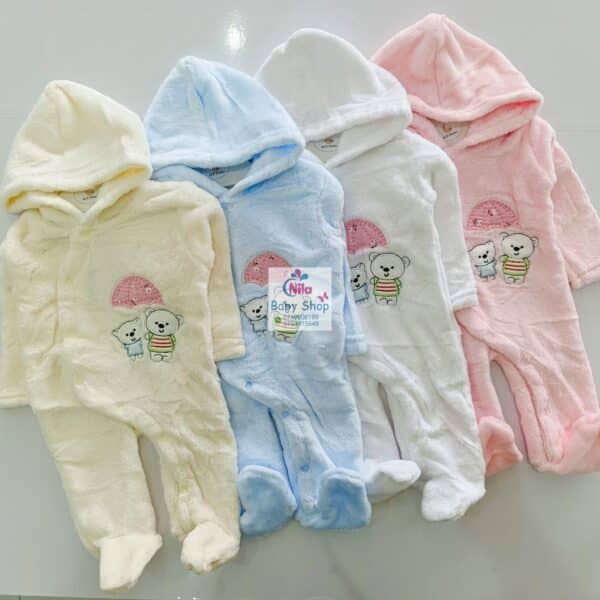 Cartoon Bear Print Mid-Warm Long-Sleeve Cotton Romper - Image 6