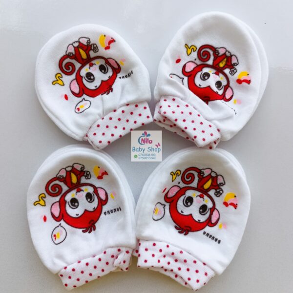 White Cotton Baby Mittens - Image 2