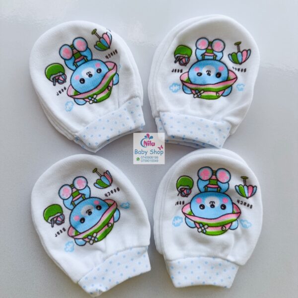 White Cotton Baby Mittens - Image 5