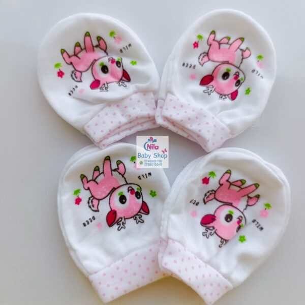White Cotton Baby Mittens - Image 3