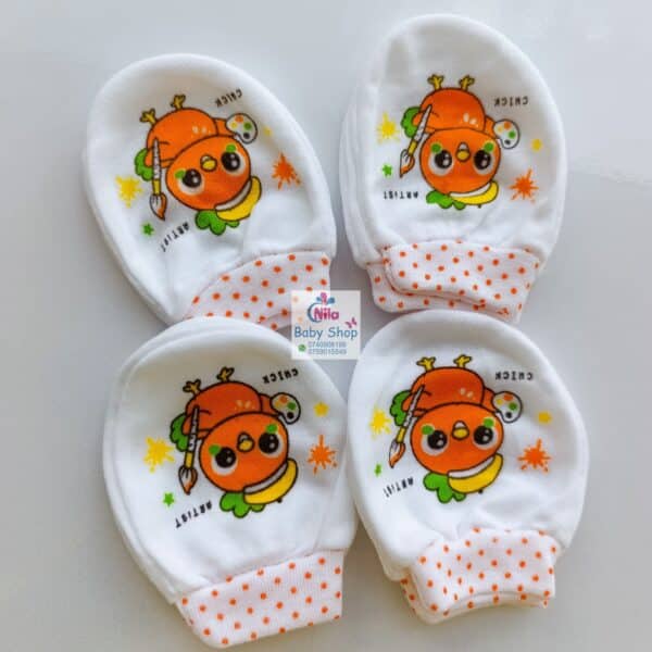 White Cotton Baby Mittens - Image 6
