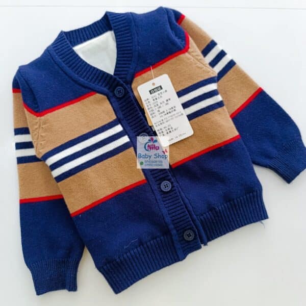 New Fashion Baby Knitted Sweater Cardigan Casual Striped Sweater - Image 3