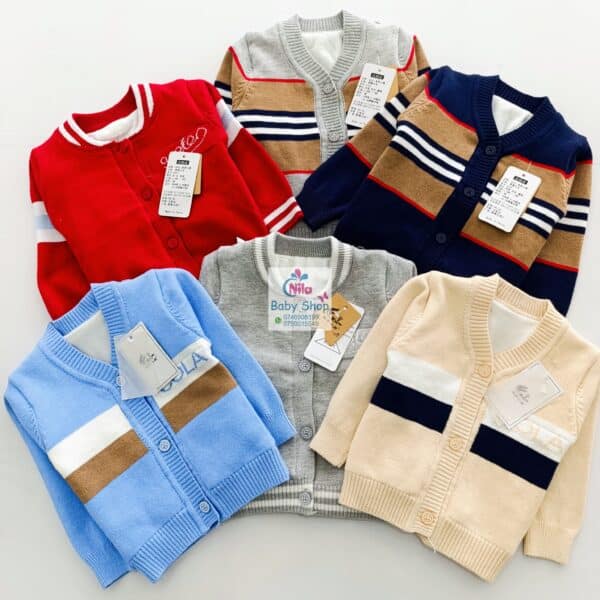 New Fashion Baby Knitted Sweater Cardigan Casual Striped Sweater