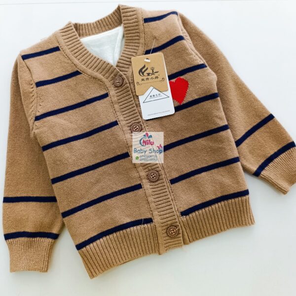 Baby Boy Knitted Cardigan V Neck Sweater - Image 2