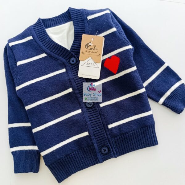 Baby Boy Knitted Cardigan V Neck Sweater - Image 3