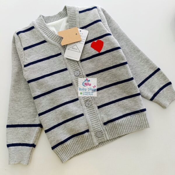 Baby Boy Knitted Cardigan V Neck Sweater - Image 4