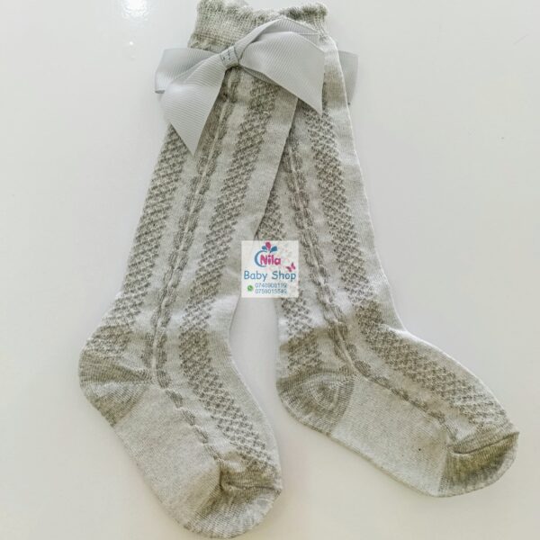 Baby Girls Ribbon Bow Knot Decor Comfy Knee High Socks - Image 4