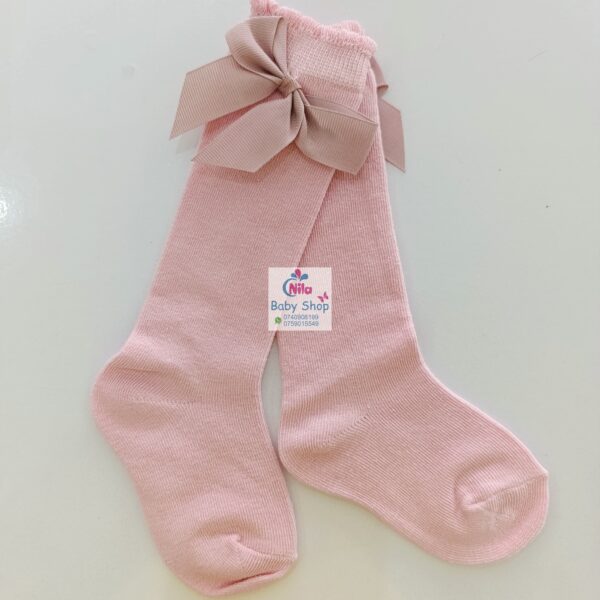 Baby Girls Ribbon Bow Knot Decor Comfy Knee High Socks - Image 8