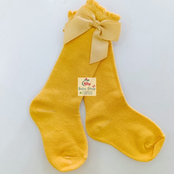 Baby Girls Ribbon Bow Knot Decor Comfy Knee High Socks - Image 9