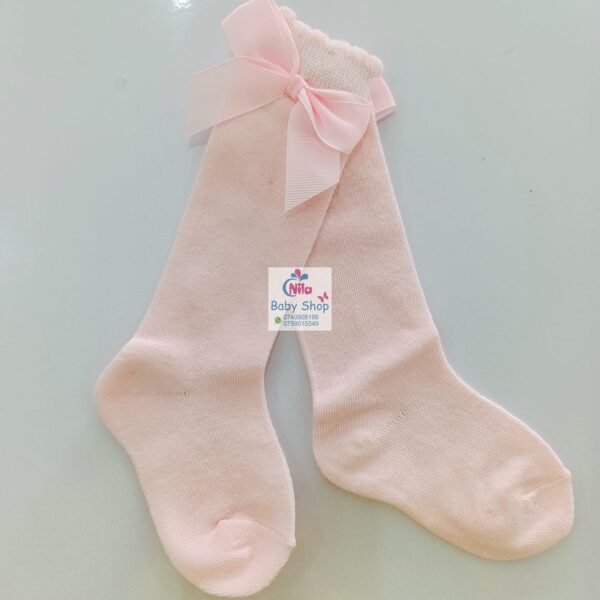 Baby Girls Ribbon Bow Knot Decor Comfy Knee High Socks - Image 10