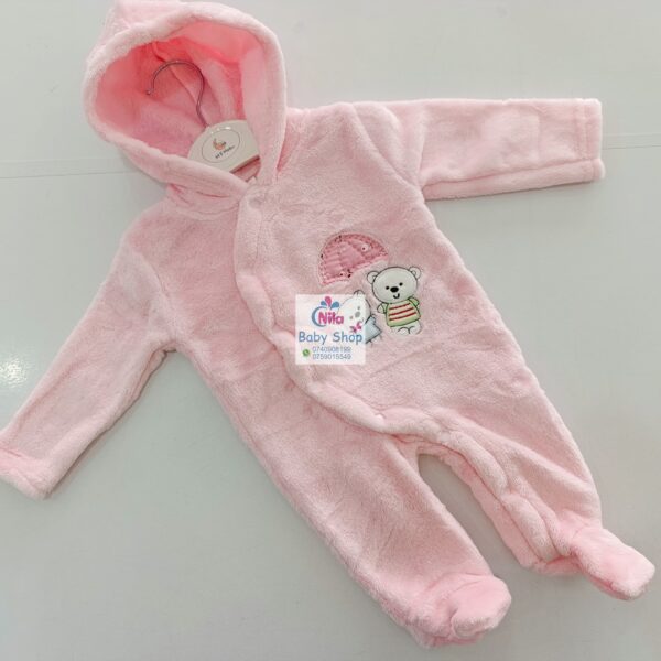 Cartoon Bear Print Mid-Warm Long-Sleeve Cotton Romper - Image 3