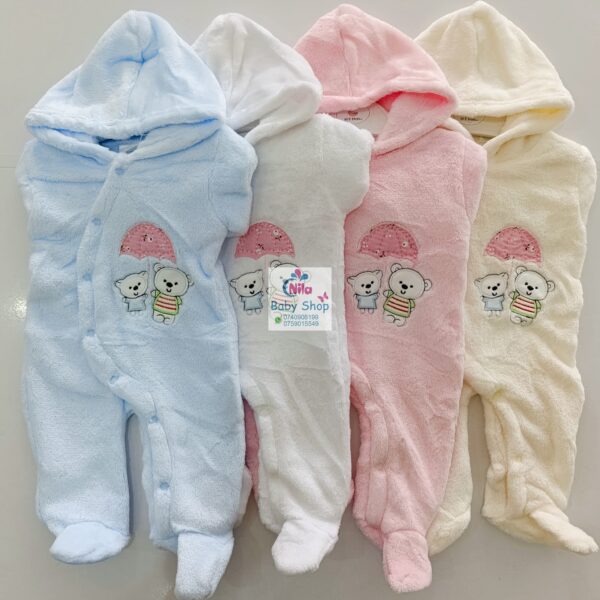 Cartoon Bear Print Mid-Warm Long-Sleeve Cotton Romper - Image 6
