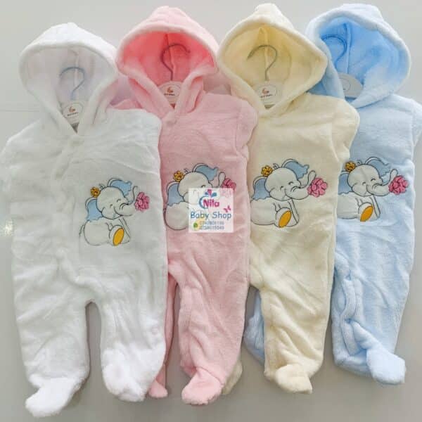 Unisex Hooded Romper, Newborn to 12m